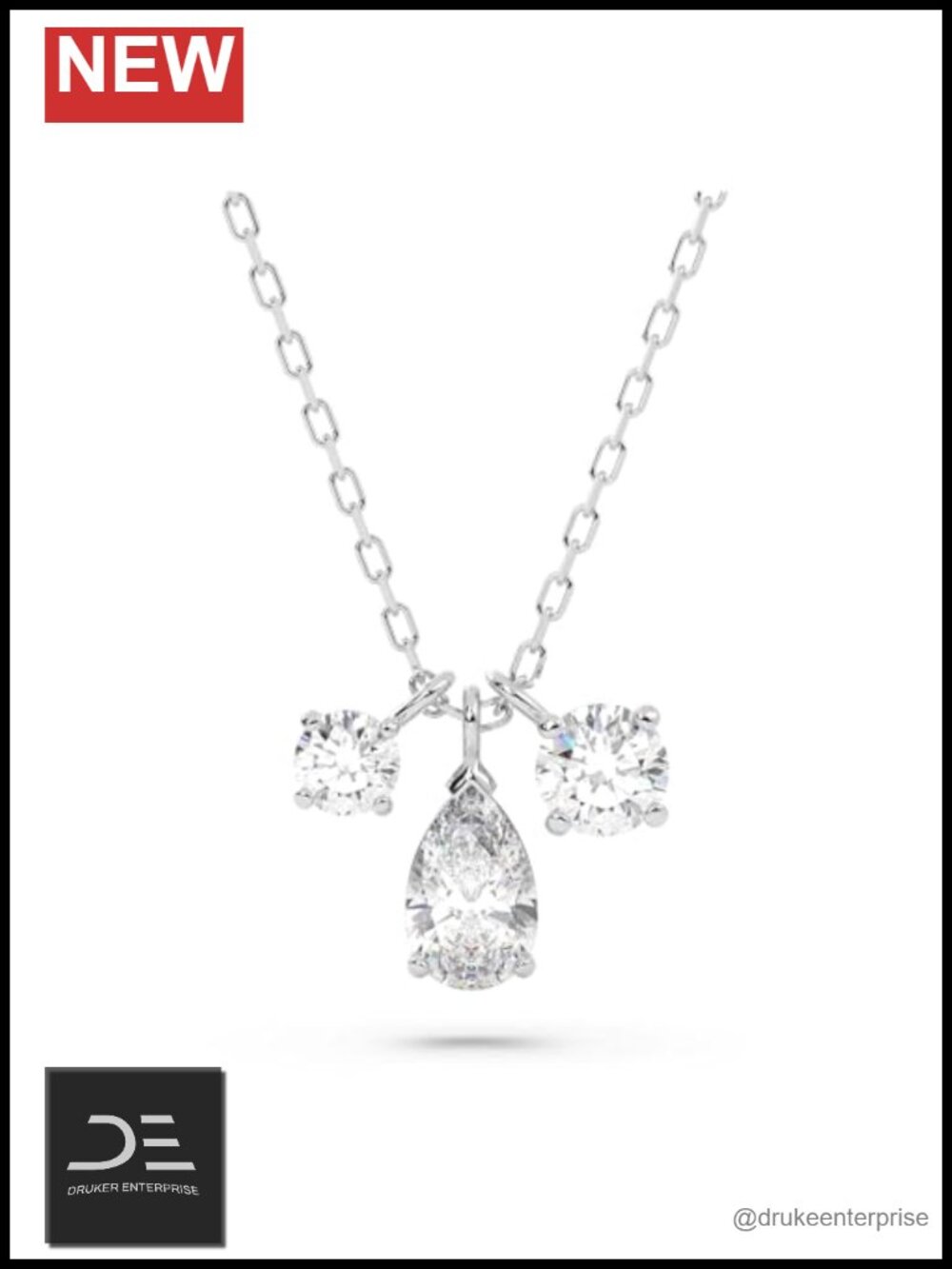 Swarovski Crystal Pendant Necklace Rose Gold Tone Finish
